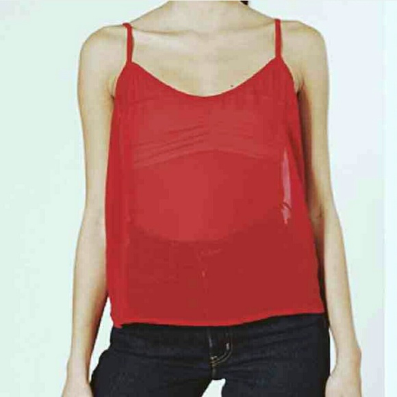 Red chiffon tank