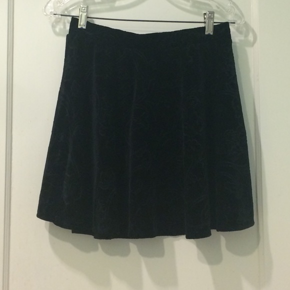 Black crushed velvet skater skirt