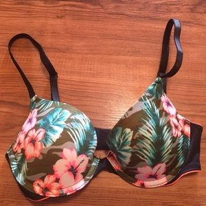 Victoria's Secret PINK Floral Neon Coral Bra 30B