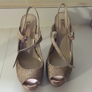 Gold glitter platform heels!