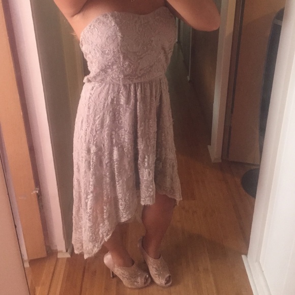 TAUPE LACE HI-Low Dress