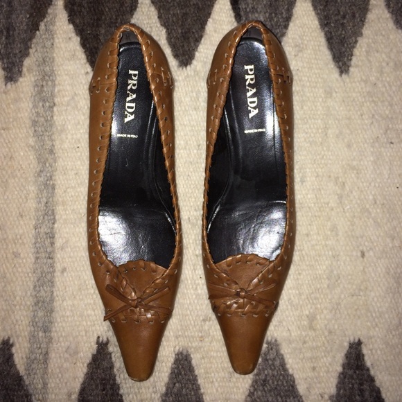 Prada Shoes - Prada pointy flats dark caramel color