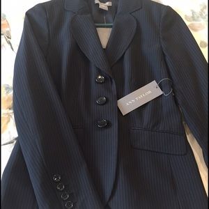 Navy pinstripe suit jacket. 0P