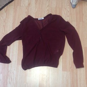 Sheer maroon button up