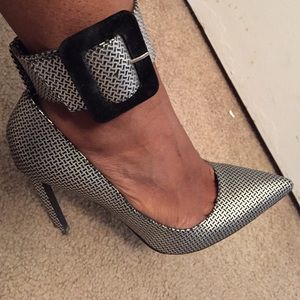 Jeffrey Campbell Shoes - Jeffrey Campbell Silver/Black heels w/ ankle strap Jeffrey Campbell Shoes - Jeffrey Campbell Silver/Black heels w/ ankle strap