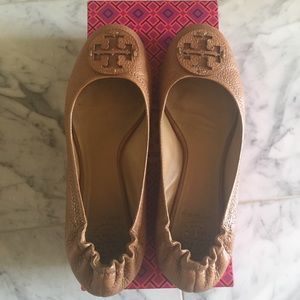 Tory Burch Royal Tan Reva Flats size 8