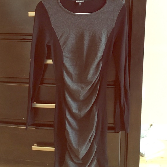 Express Black & Gray Long Sleeve Sweater Dress