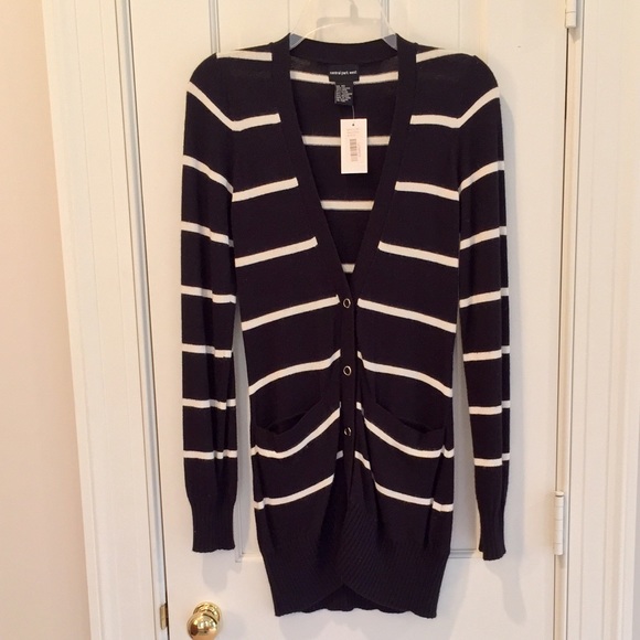 Central Park West Sweaters - Central Park West Black Stripe Long Cardigan NWT