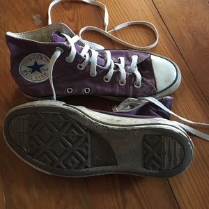 Purple converse high tops