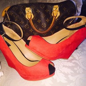 Zara Red wedges