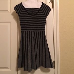 XS BCBGMAXAZRIA grey and black wool striped dress