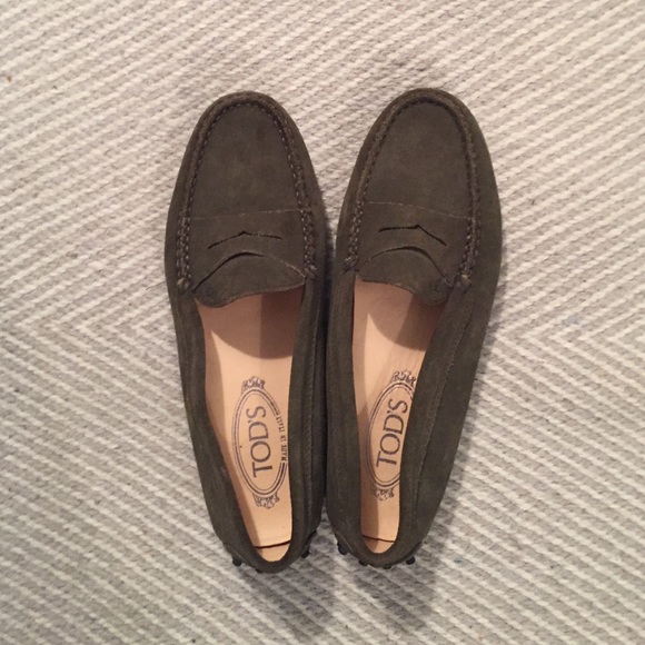 Tod's Olive Suede Loafers - Never Worn
