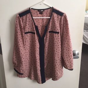 3/4 length sleeve polka dot shirt