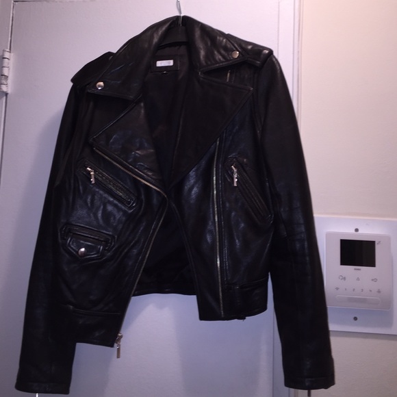 Aqua faux leather jacket