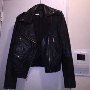Aqua faux leather jacket