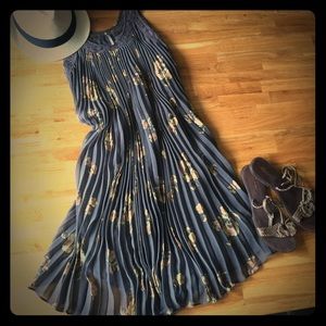 Free People printed baby doll dress with lace