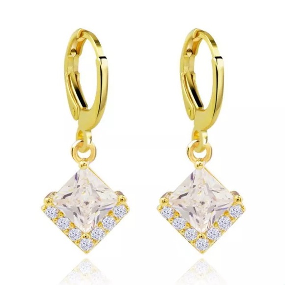 Simulated Diamonds on 10K Gold Plated Earrings