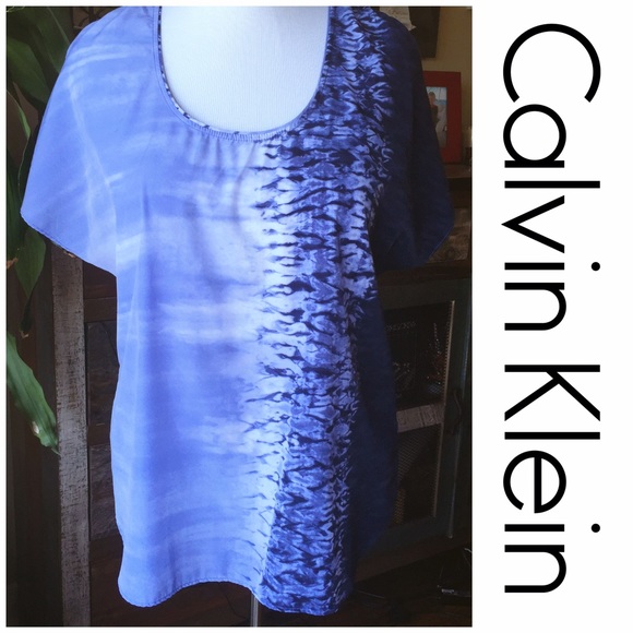 Blue Watercolor Print Top