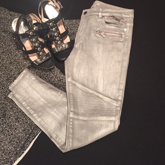 🔴SOLD🔴MICHAEL KORS silver skinny leg jeans