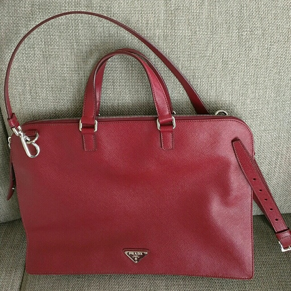 SOLD Prada Laptop Messenger Red Saffiano