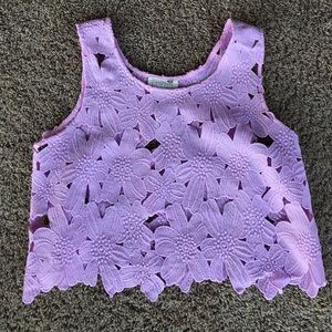 Purple lace flower crop top