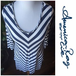 Blue & White Chevron Stripe Top