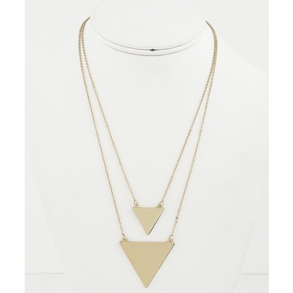 Gold Double Triangle Pendant Necklace