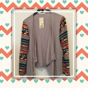 Gray Cardigan with Design, New!