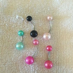 Lot of 5 "pearl" belly rings.