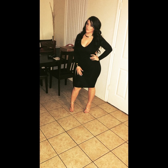 Open back long sleeve dress.