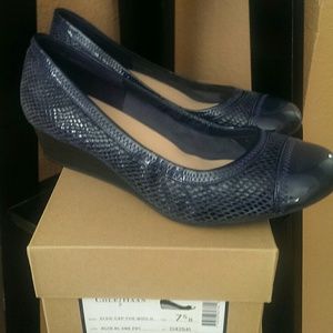 Cole Haan leather snake print wedges