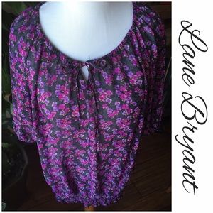 Purple Floral Peasant Top