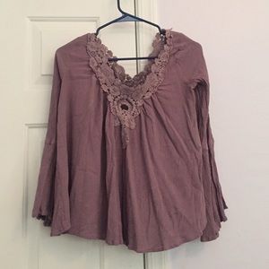 Long sleeved purple flowy blouse