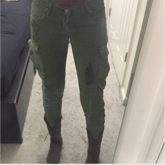 Moto Zippered cargo  jeans