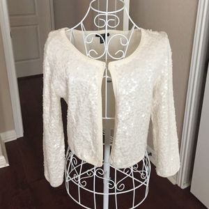 H&M NWOT cream sequin shrug