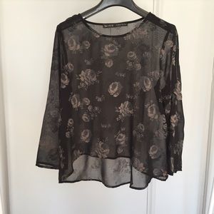 Zara Sheer Floral Print Blouse