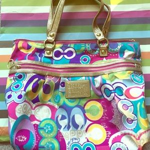 Coach multi-color tote GIVE ME YOUR BEST OFFER 💜