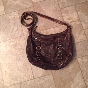 Cross body faux leather brown purse