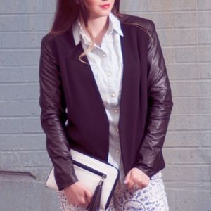 H&M Jackets & Coats - H&M Black Ponte Blazer w Faux Leather Sleeves H&M Jackets & Coats - H&M Black Ponte Blazer w Faux Leather Sleeves