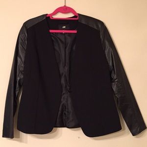 H&M Jackets & Coats - H&M Black Ponte Blazer w Faux Leather Sleeves H&M Jackets & Coats - H&M Black Ponte Blazer w Faux Leather Sleeves