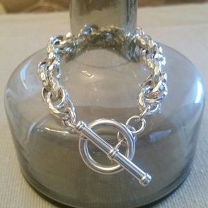 Sterling Silver Hammered Toggle Bracelet