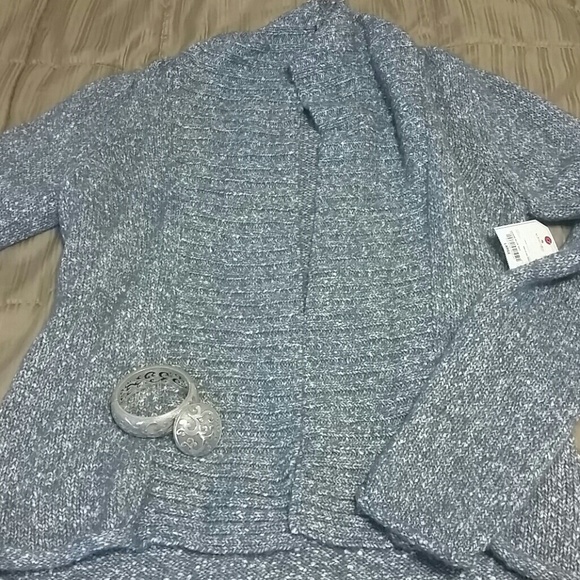 Blue and white soft cardigan
