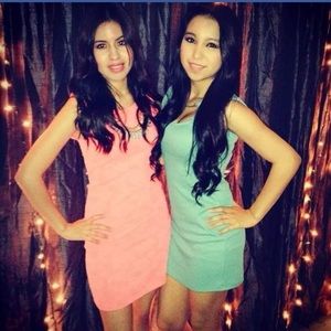 Bright coral fitted dress