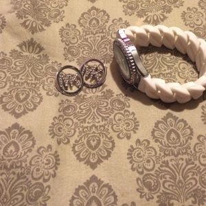 Micheal Kors Earrings & Regaular White Watch