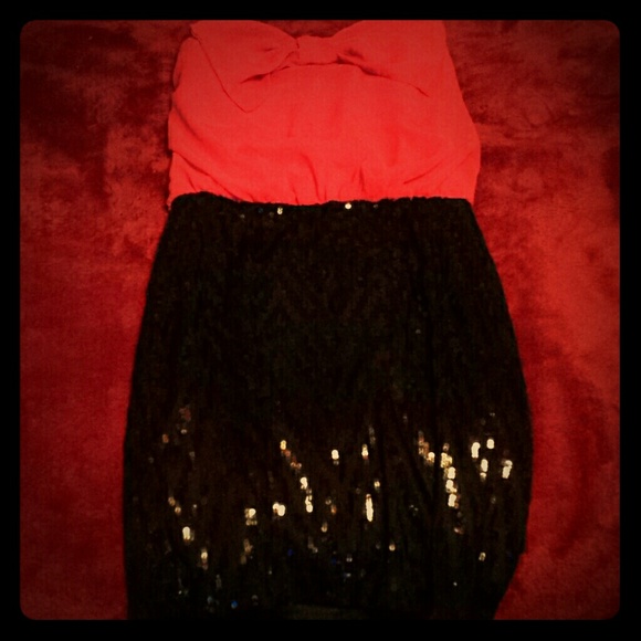 Red and black dress