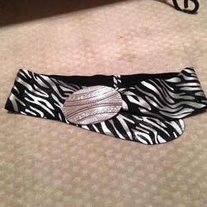 Black and Silver Belt with Silver Buckle