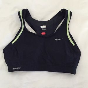 Nike Navy Blue Lime Green Sports Bra