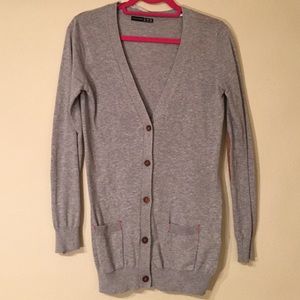 Primark Sweaters - Long Gray Cardigan with Faux Suede Elbow Patches Primark Sweaters - Long Gray Cardigan with Faux Suede Elbow Patches