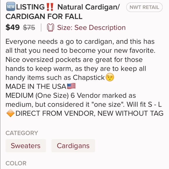 SALE! PERFECT ALL YEAR ROUND - CARDIGAN - Picture 3 of 3