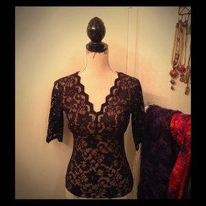 Black lace holiday blouse